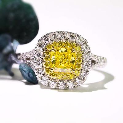 Luxury Square Zircon Inlaid Yellow Diamond Ring