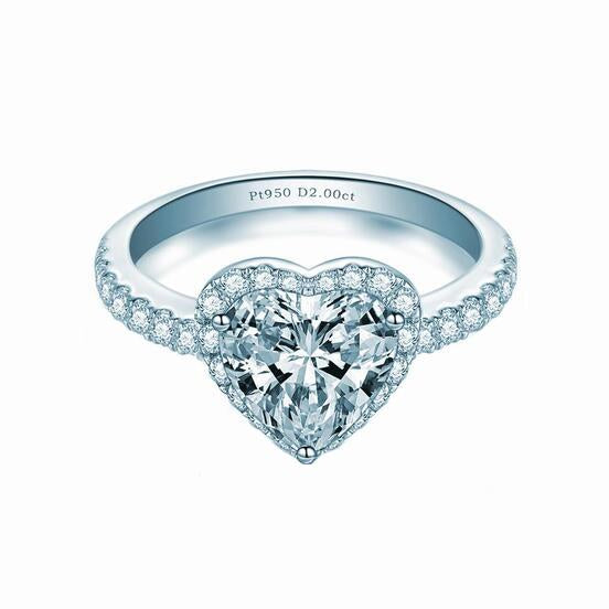 Double Heart Shape Face CVD Diamond Ring(2.0CT)