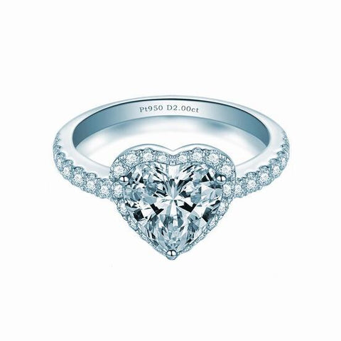 Double Heart Shape 3.0 Face CVD Diamond Ring(2.0CT)