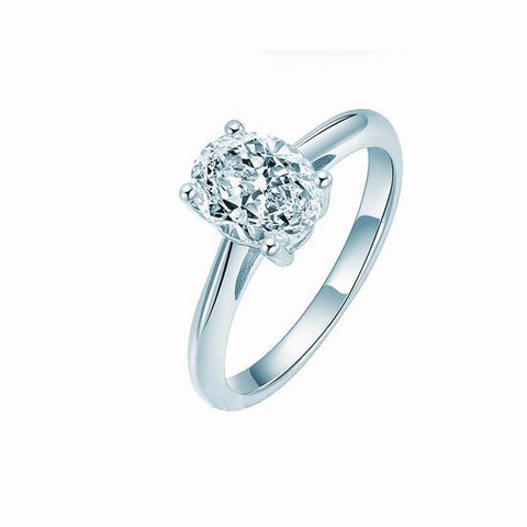 Classic 2CT Four Prong Oval CVD Diamond Ring