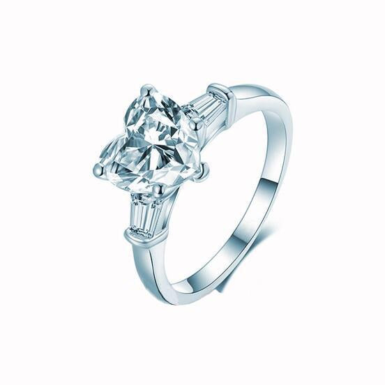 2CT Heart Shape Romantic CVD Diamond Ring