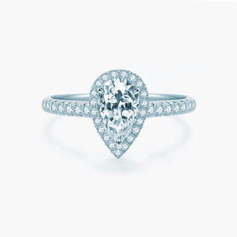 Pear Cut Romantic 3Carats CVD Diamond Ring