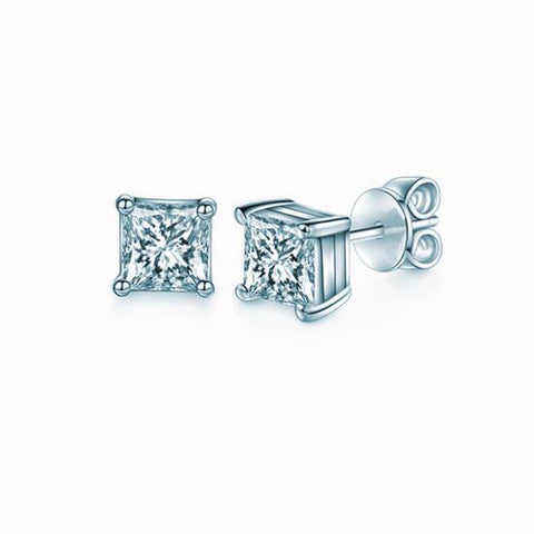 Princess Cut Shiny CVD Diamond Earrings