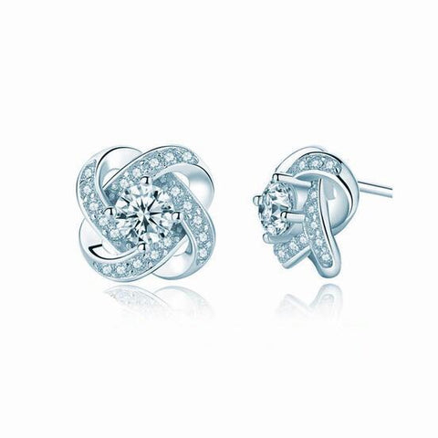 Romantic Four-leaf Clover Earrings Set with CVD Diamond