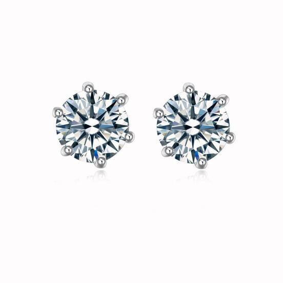 Classic Six Prong CVD Diamond Shiny Earrings