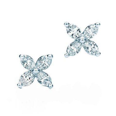 Four-petal Flower Diamond Earrings