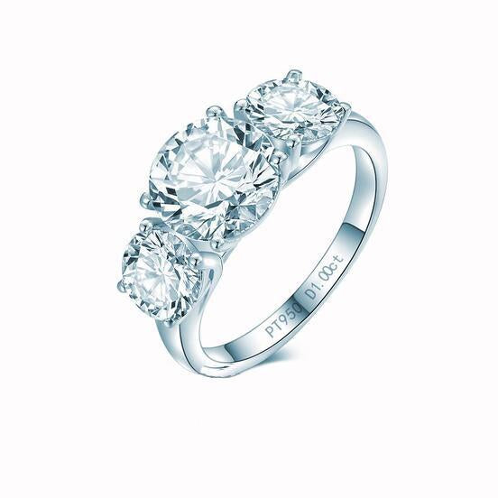 Special Design Shiny Three CVD Diamonds Ring