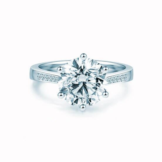 3.5CT Six Prong Shiny CVD Diamond Engagement Ring