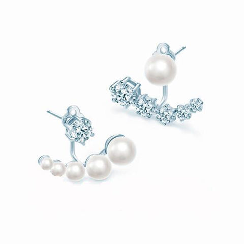 Asymmetric Detachable Pearl and CVD diamond Earrings