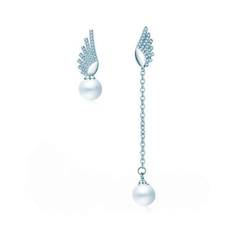 Pearl & Wing Angel Asymmetric Earrings