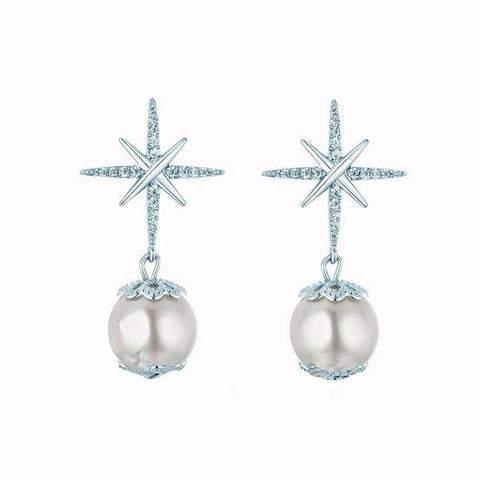 Hexagram Exquisite Special Design Pearl Earrings