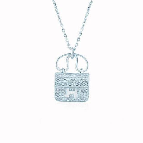 Delicate Alphabet Handbag CVD Diamond Necklace