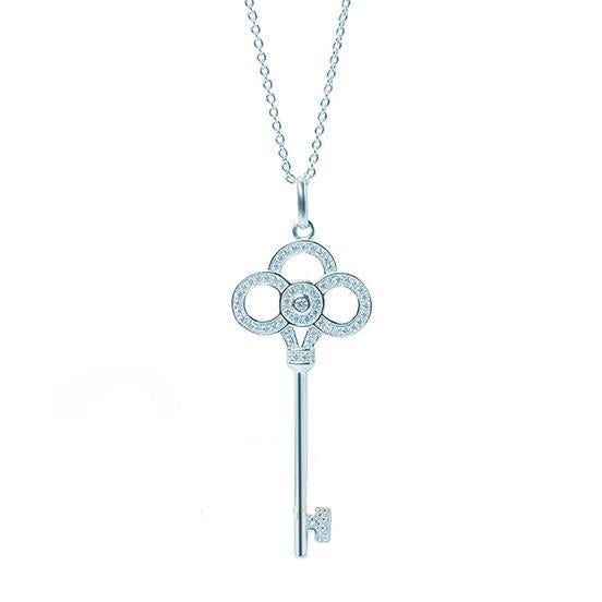 Simple Key Shape Long CVD Diamond Necklace