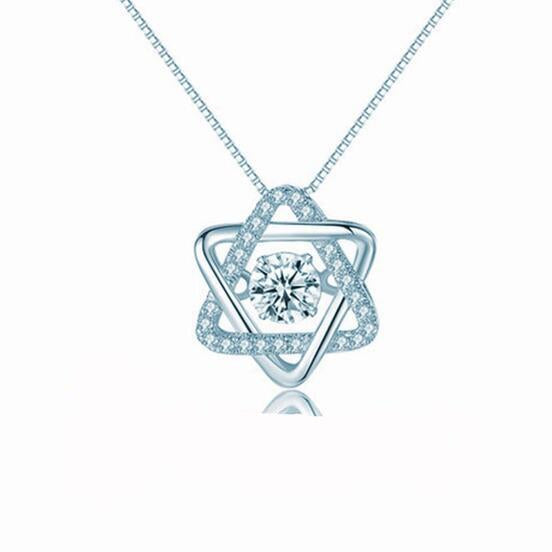 Romantic Hexagram Jumping CVD diamond Necklace