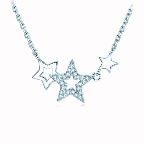 Romantic Three Stars Nestled CVD Diamond Necklace