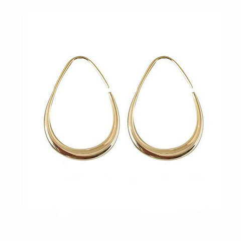 Simple Design of Elliptical Metal Earrings