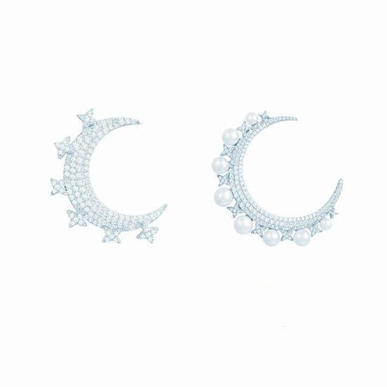 Romantic Stars and Moon Pearl Single Earring