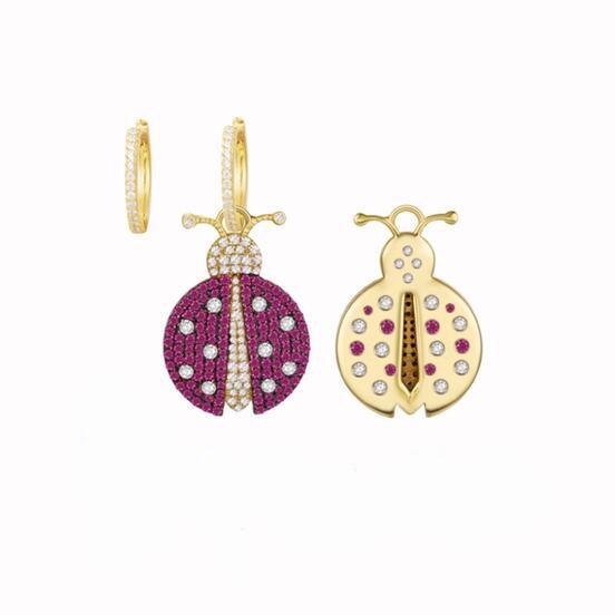 Cute Little Ladybird Shape Asymmetric Earrings