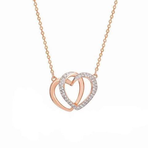Romantic Heart to Heart Necklace Set with CVD Diamond