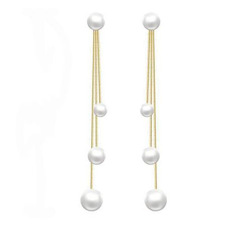 Unique Three Tassels Pearl Earrings