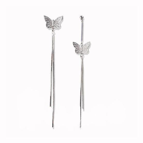 Asymmetrical Long Butterfly Earrings