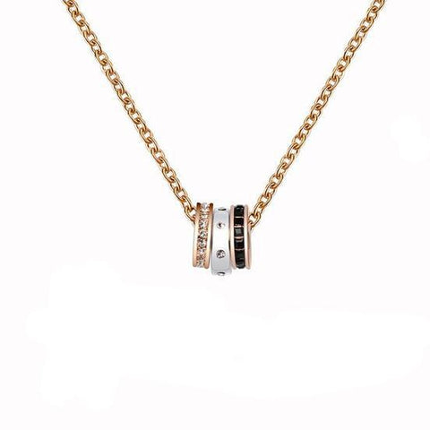 Three-ring Interlocking CVD Diamond-studded Necklace