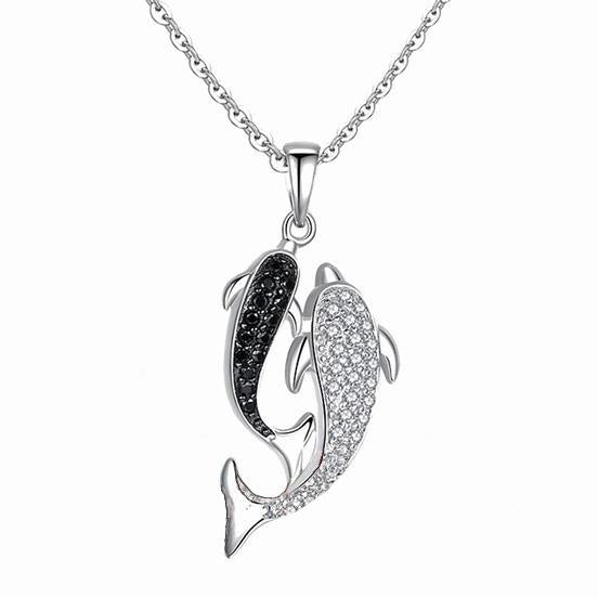 Double Dolphin Romantic  Necklace