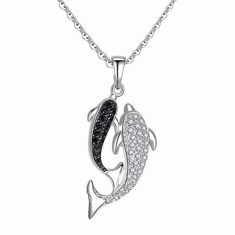 Double Dolphin Romantic  Necklace