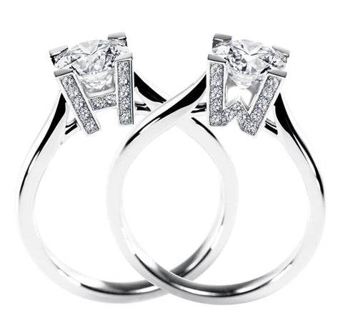 H&W Round Brilliant CVD Diamond Micropavé Engagement Ring