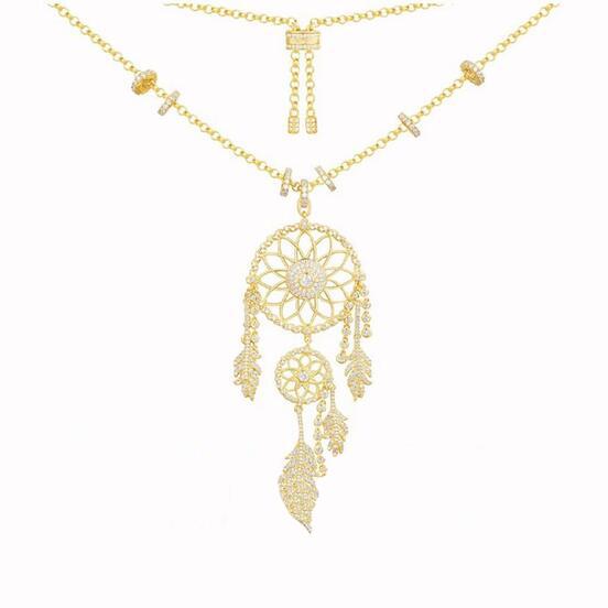 Dream Catcher Feather Long Tassel Necklace