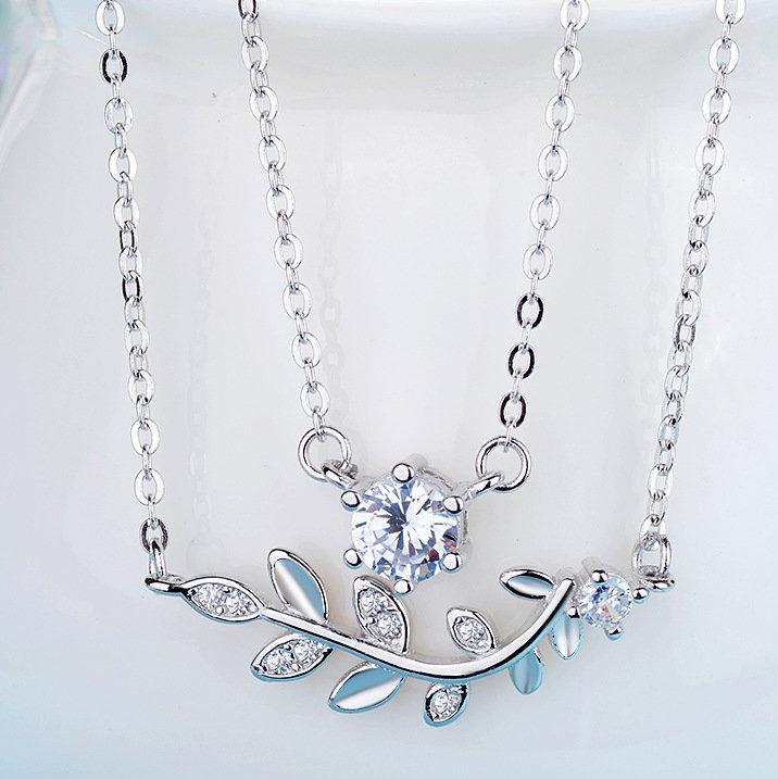 Double Leaves Special Design CVD Diamond Necklace