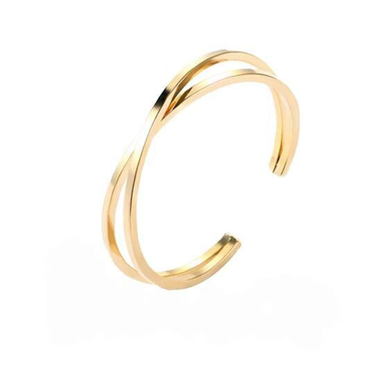 Golden Polished Cross Cuff Bracelet