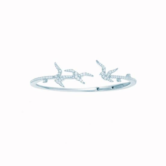 Silver mosaic swallow open bracelet