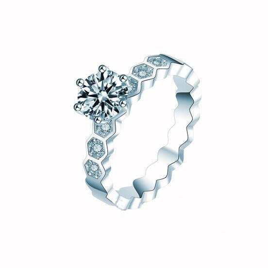 Six Prong Delicate Honeycomb Moissanite Ring