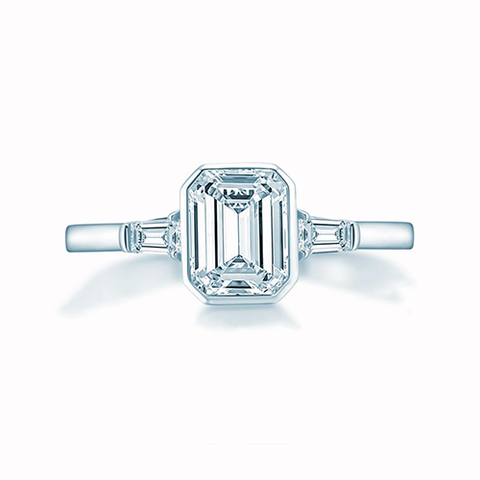 2ct Rectangular Emerald-Cut CVD Diamond Ring