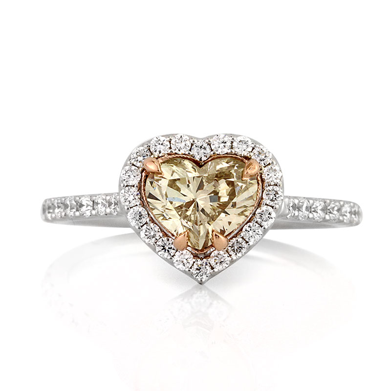 Fancy Light Brown Yellow Heart Shaped CVD Diamond Engagement Ring