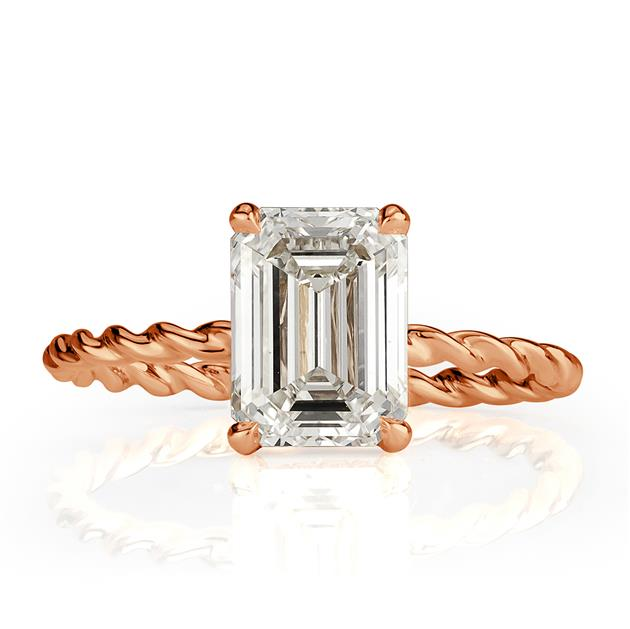Emerald Cut CVD Diamond Engagement Ring