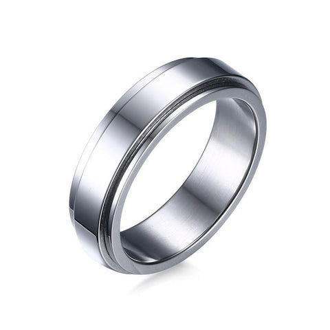 Turnable Simple Style Men's Titanium Steel Ring