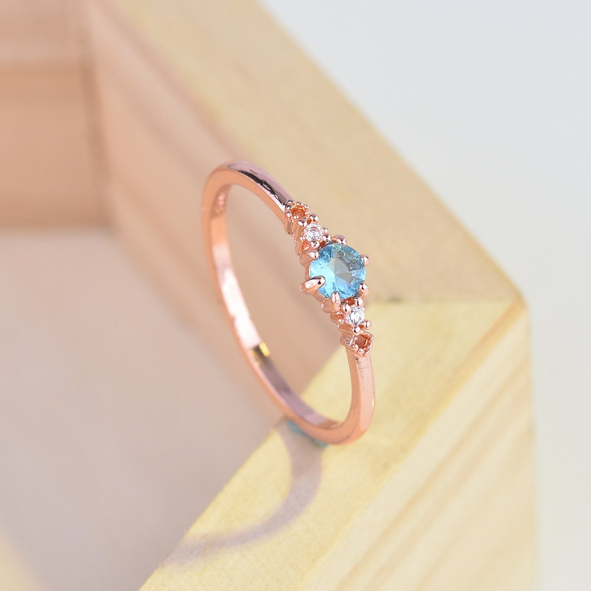 Aquamarine Topaz 18K Gold Plated Women's Ring