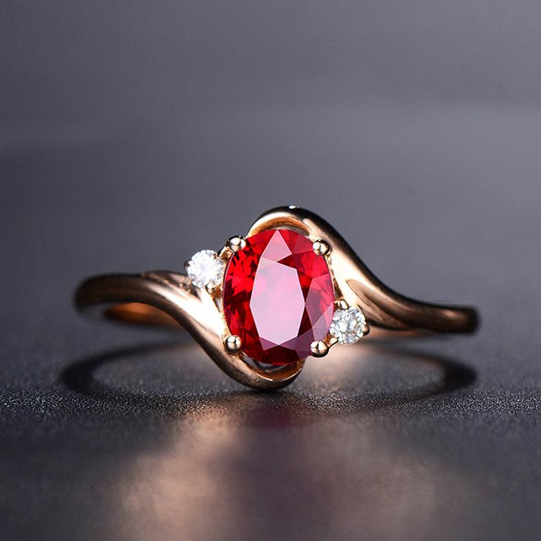 Pigeon blood red corundum gem ring adjustable mouth size