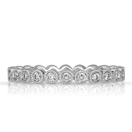 Round Brilliant Cut Milgrain Bezel Set Eternity Band in Platinum