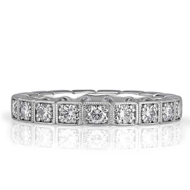 Round Brilliant Cut Milgrain Bezel Set Diamond Eternity Band in Platinum