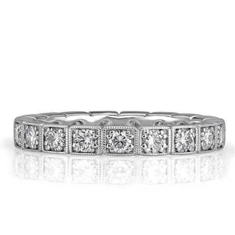 Round Brilliant Cut Milgrain Bezel Set Diamond Eternity Band in Platinum