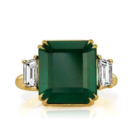 Emerald and Diamond Three-Stone Ring
