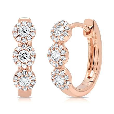 Three Groups  Of Diamonds Earrings