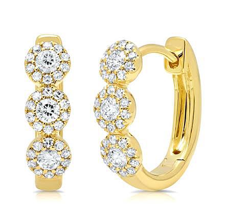 Three Groups  Of Diamonds Earrings