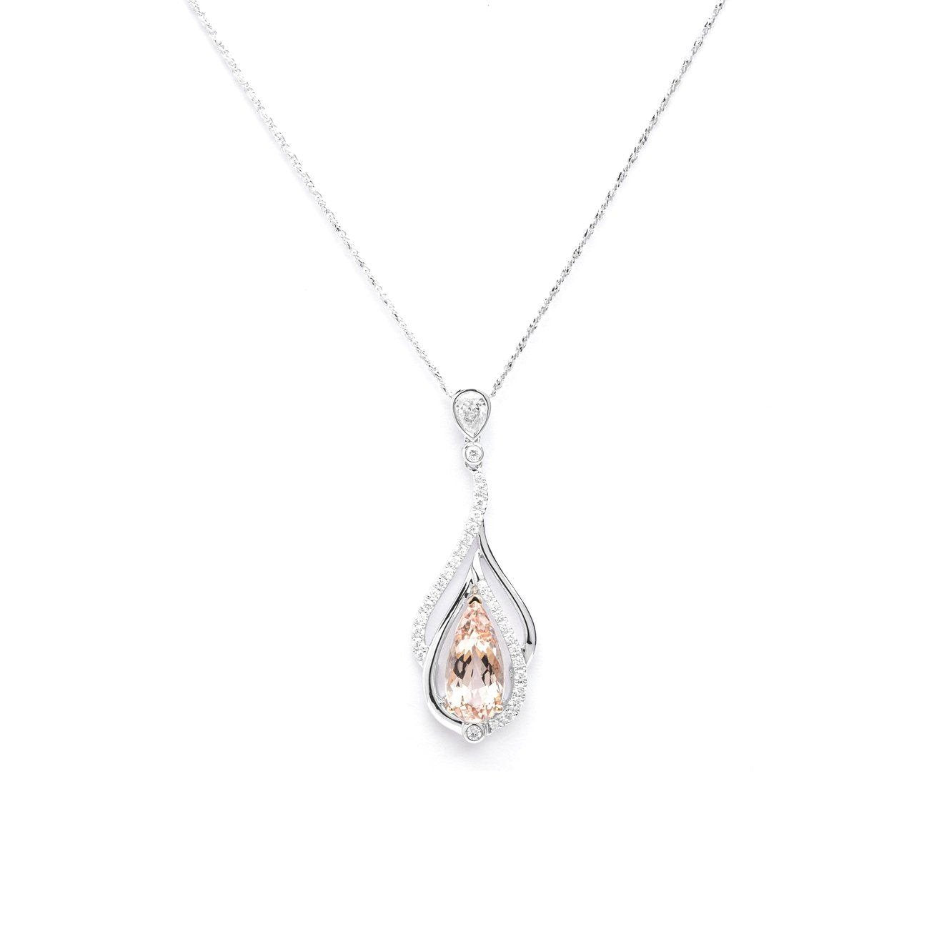 PEAR PINK PRINCESS BRIDE DIAMONDS NECKLACE