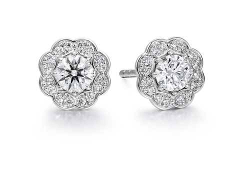 Flower shaped White Diamond Earrings