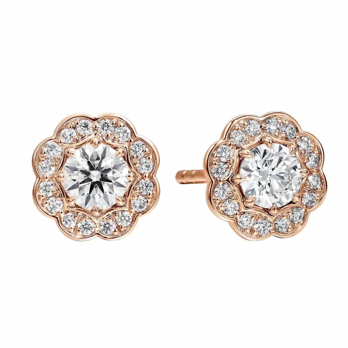 Flower shaped White Diamond Earrings