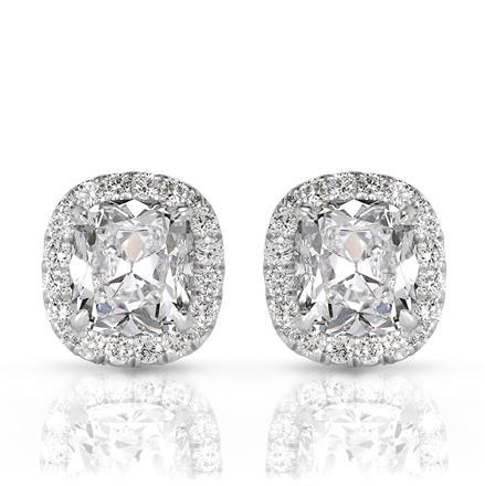 Old Mine Cut Diamond Halo Stud Earrings